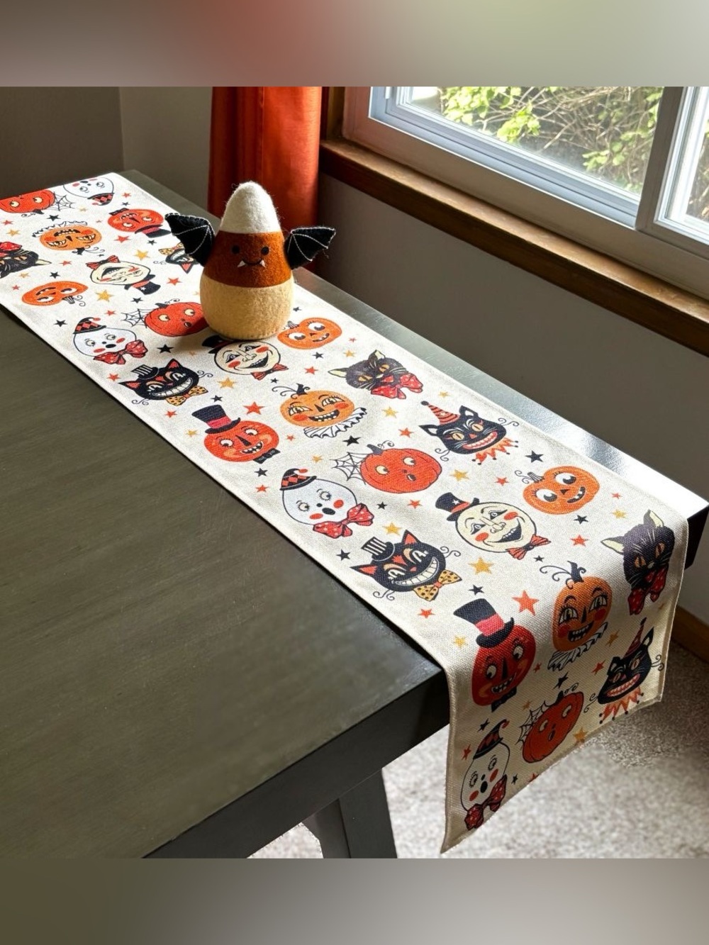 Fun Retro Vintage Style Halloween Characters Table Runner 72" Table Runner New